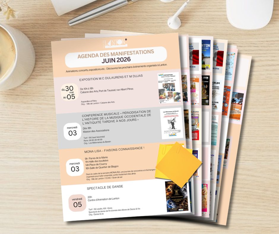 JUIN 2026 – AGENDA DES MANIFESTATIONS