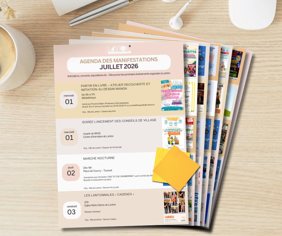 JUILLET 2026 – AGENDA DES MANIFESTATIONS