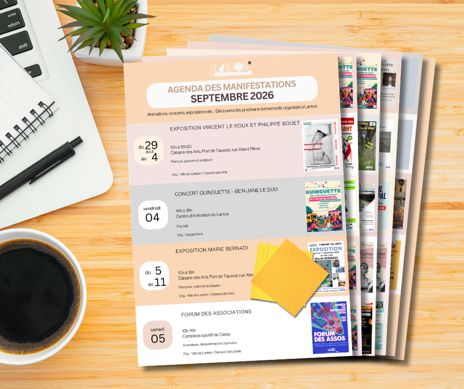 SEPTEMBRE 2026 – AGENDA DES MANIFESTATIONS
